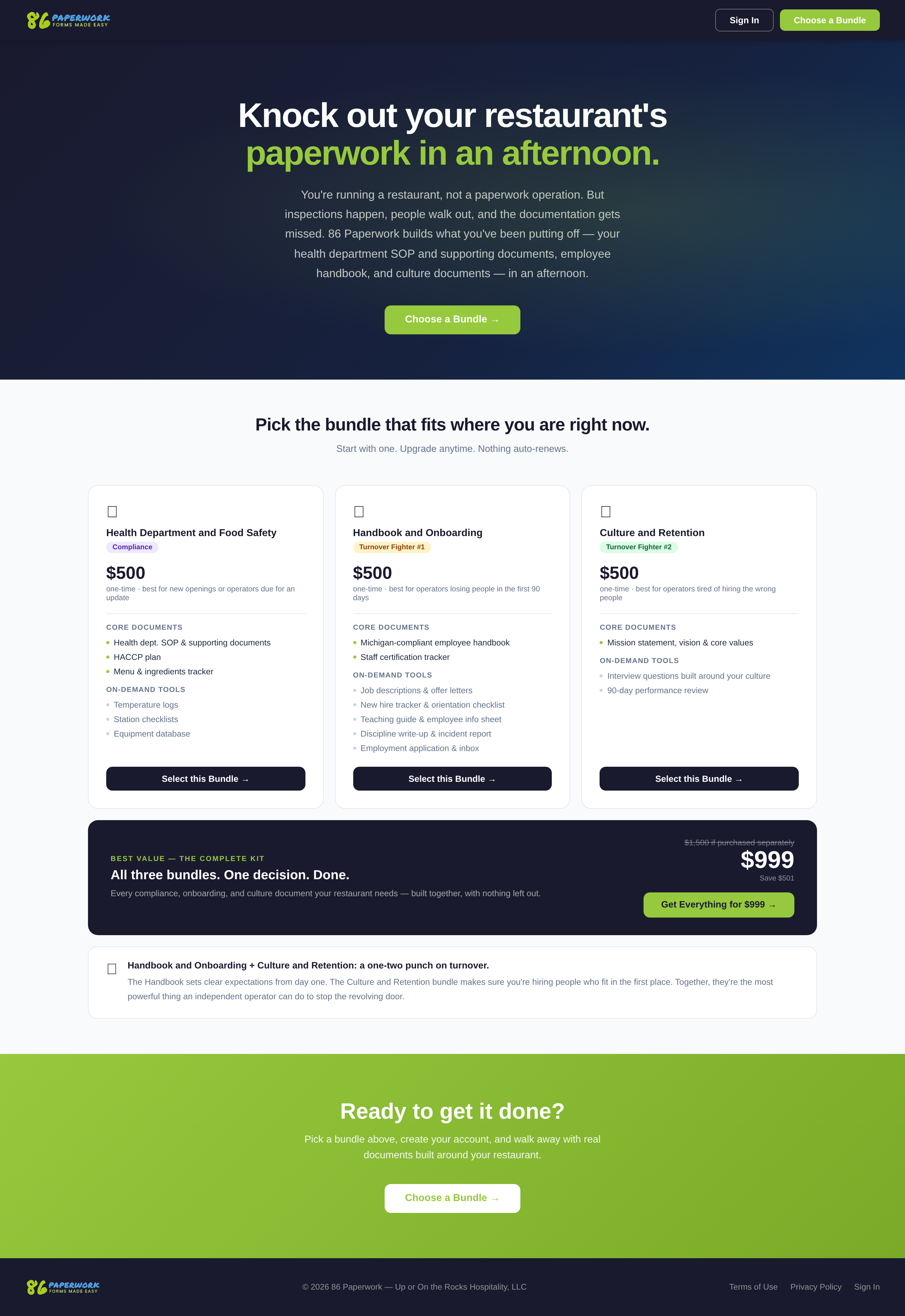 86 Paperwork homepage